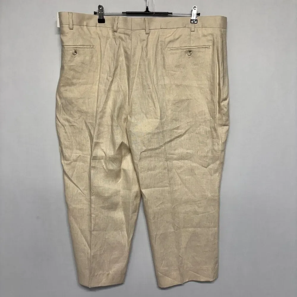 NWT Paul Fredrick Men 100% Linen Chino Pants Size 44x24 Beige D126 -29